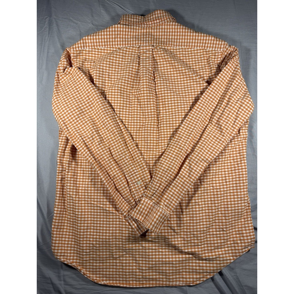 Ralph Lauren Men's Orange & White Gingham Long Sleeve Button Up Shirt Size Large - Picture 3 of 5